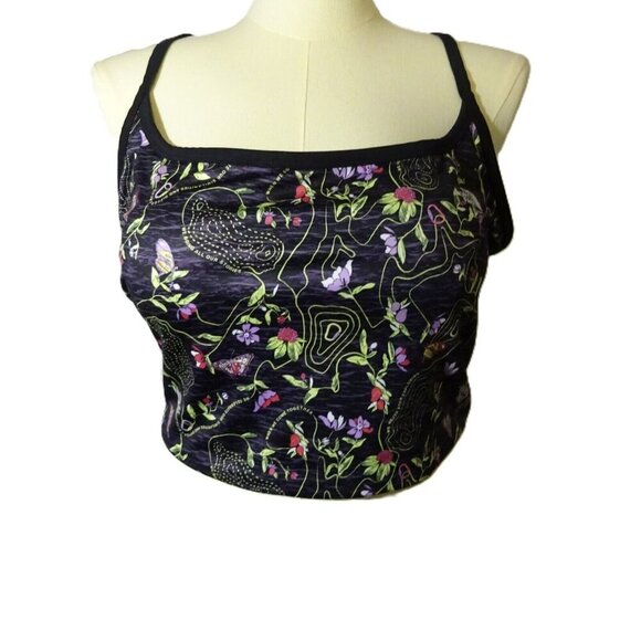 The North Face Plus Size Floral Black Active Crop Top Size 3XL NEW $45 MSRP - Picture 1 of 13